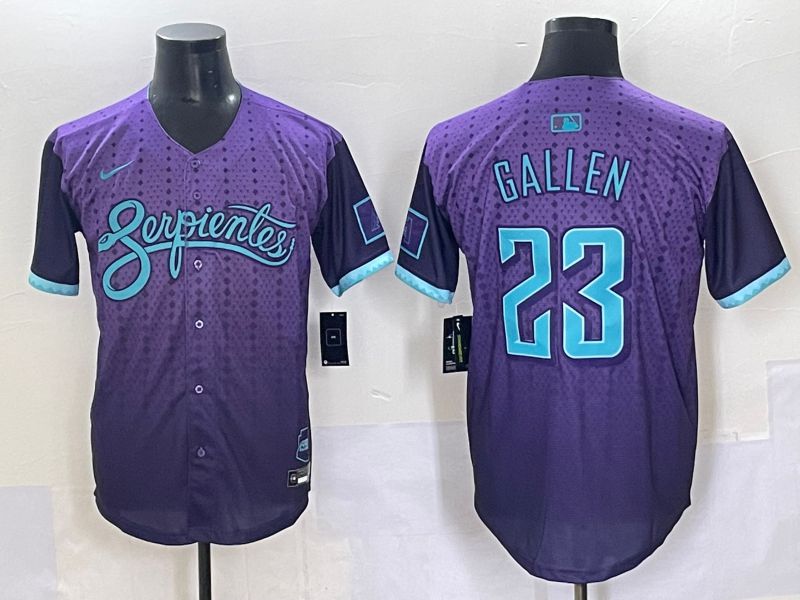 Men 2025 Arizona Diamondback #23 Gallen Purple Joint Name Nike MLB Jersey style 1
